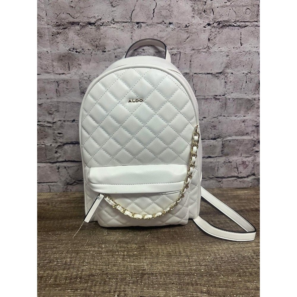 ALDO Women’s White Backpack Handbag Faux Leather 9x13 New